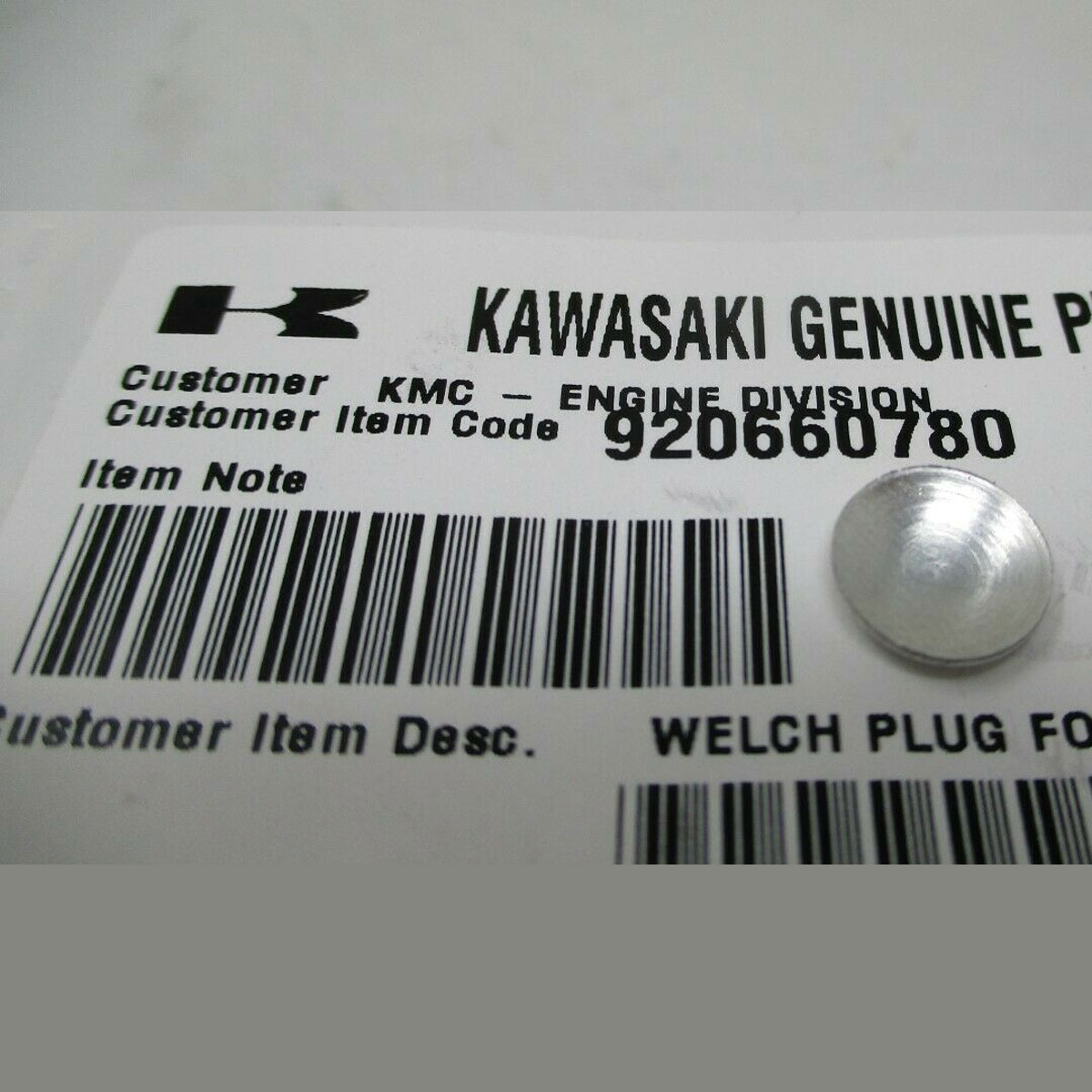 (image for) Kawasakie Genuine Welch Plug 92066-0780